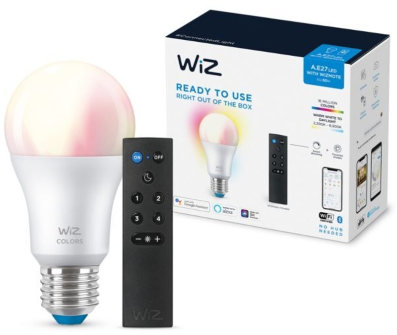 Wiz - Lâmpada Inteligente WIZ A60 E27 60W LED WiFi/Bluetooth RGB + Controlador
