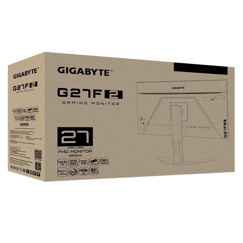 Gigabyte - Monitor Gigabyte 27" G27F 2 IPS FHD 165Hz (170Hz OC) 1ms