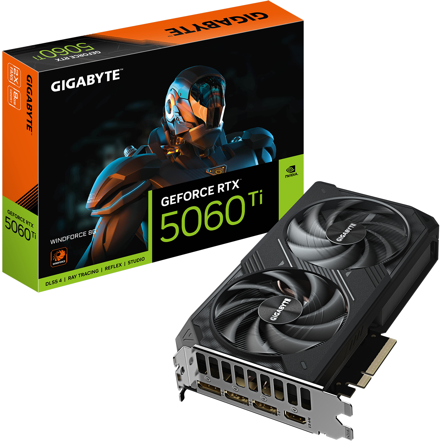 Gráfica Gigabyte GeForce® RTX 5060 Ti WindForce 2 8GB GDDR7 DLSS4