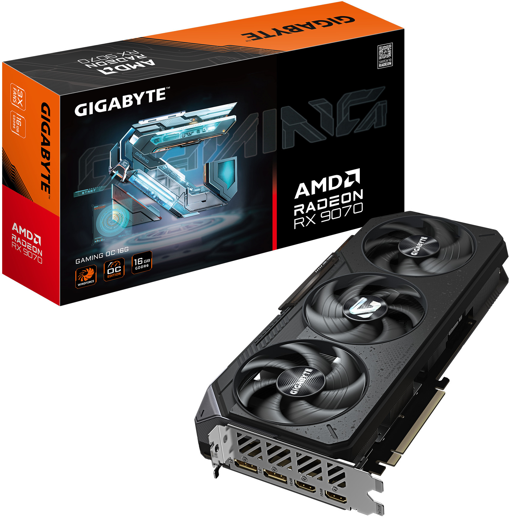 Gráfica Gigabyte Radeon RX 9070 Gaming OC 16GB GDDR6