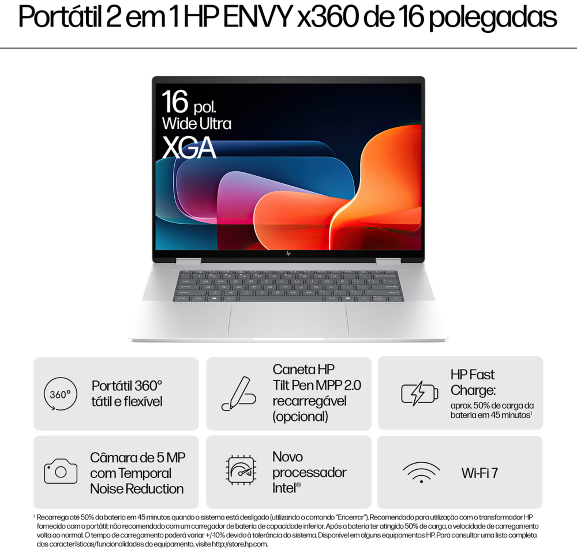 HP - Portátil HP Envy x360 2-in-1 16-ac0012np 16" Ultra 7 155U 32GB 1TB SSD W11H