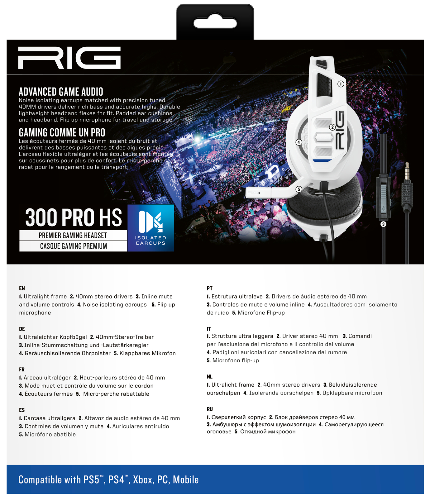 Nacon - Headset Nacon RIG 300 PRO HS Branco