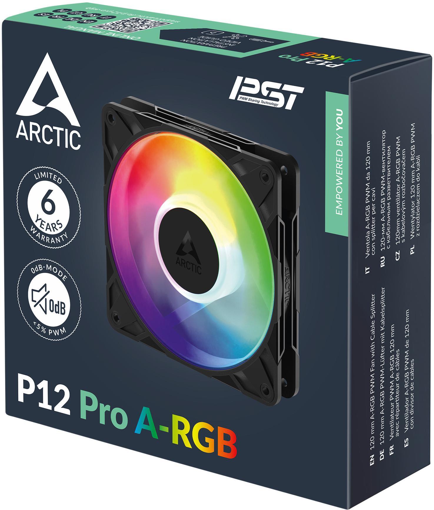Arctic - Ventoinha Arctic P12 PRO PWM PST ARGB 120mm - Preto
