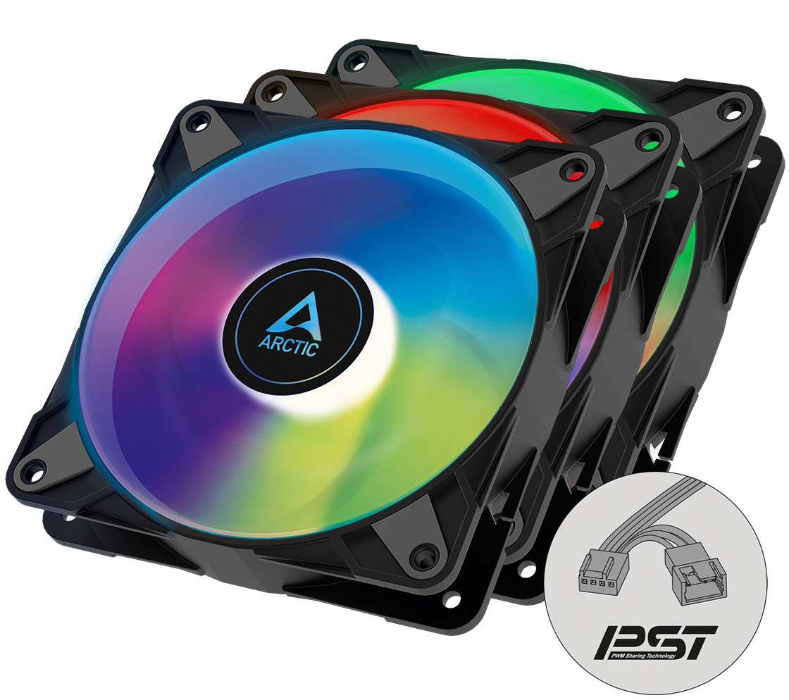 Picture of Picture of Ventoinha Arctic P12 PRO PWM PST ARGB 120mm (Pack 3)
