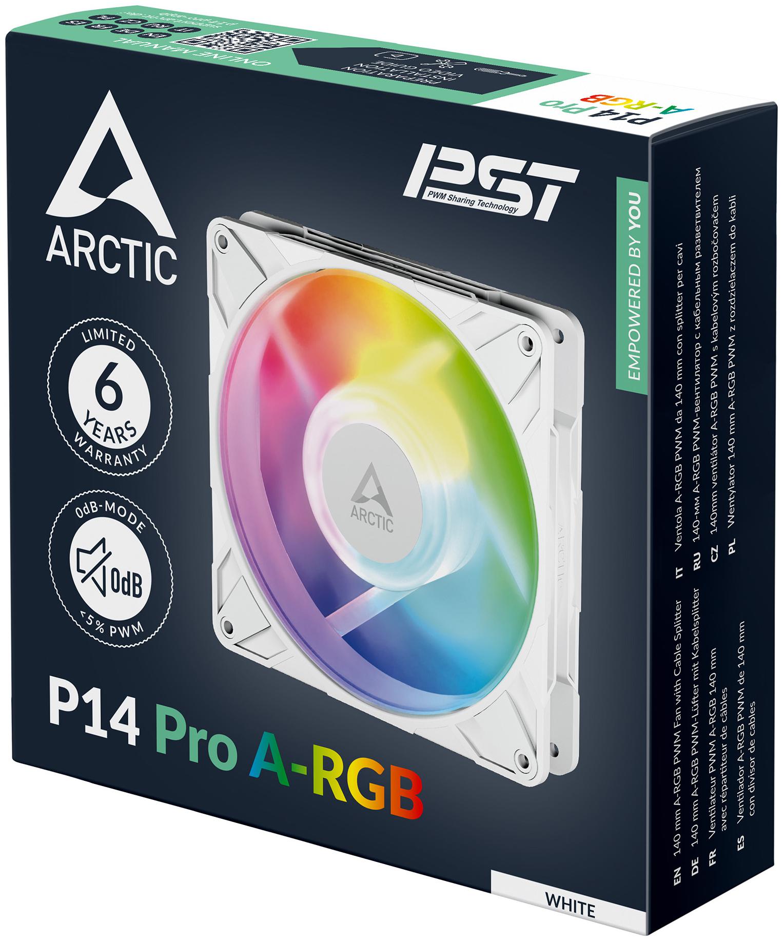  - Ventoinha Arctic P14 PRO PWM A-RGB 140mm - Branco
