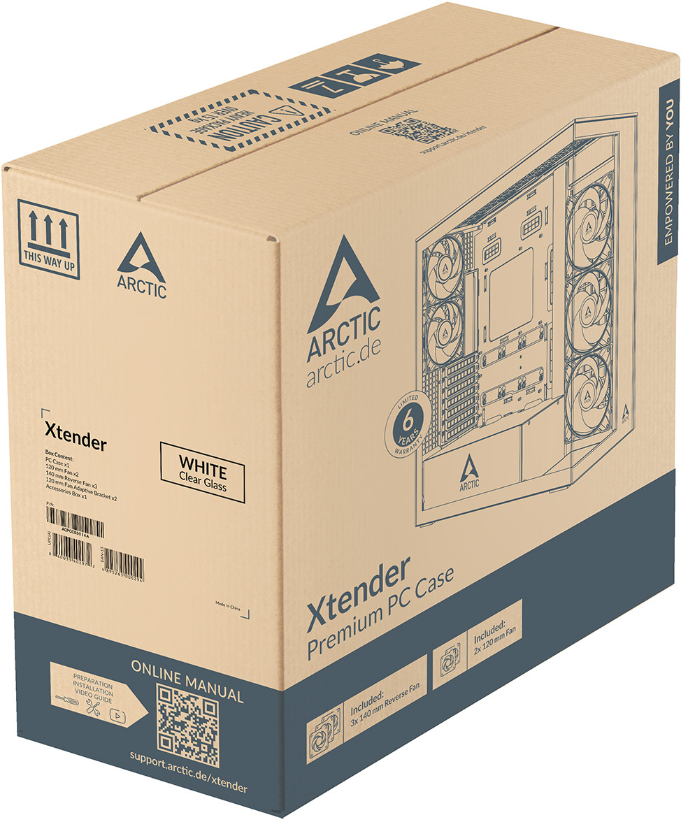  - Caixa E-ATX Arctic Xtender ARGB Vidro Temperado Branco