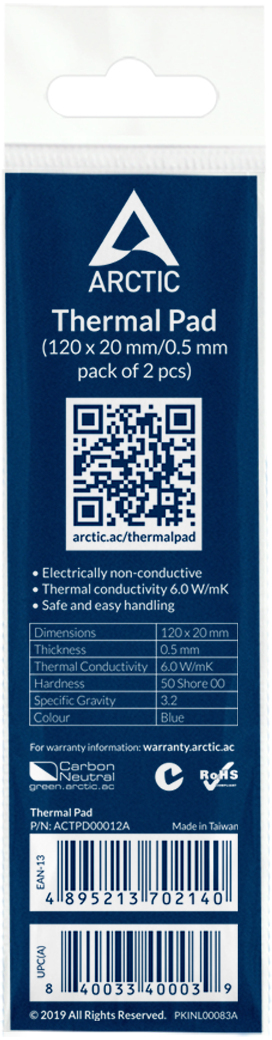 Arctic - Thermal Pad Arctic 120 x 20 x 0.5mm (2pack)