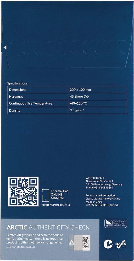  - Thermal Pad Arctic TP-3 200 x 100 x 1 mm (Pack 2)