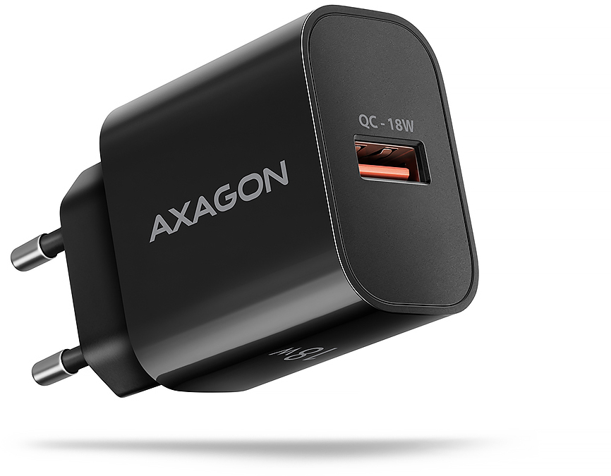 Carregador de parede AXAGON ACU-QC18, 1 porta (USB-A), QC3.0/AFC/Apple, 18 W, Preto