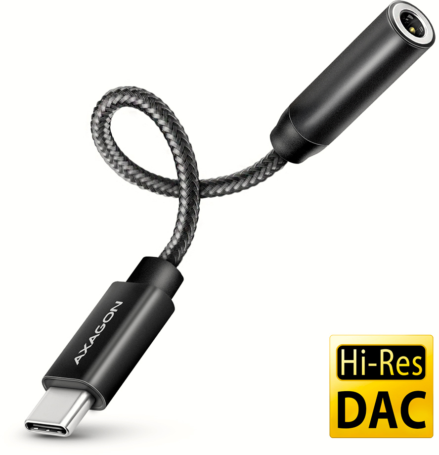 Adaptador Áudio AXAGON ADA-HC USB-C - 3.5mm (F) conector Hi-Res DAC 32bit 384kHz
