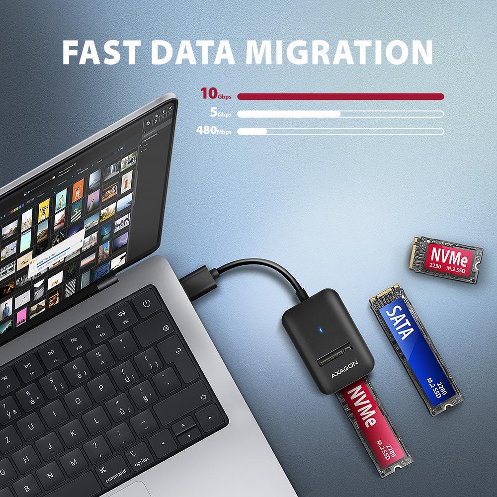AXAGON - Adaptador AXAGON ADM2-AM USB-A 3.2 Gen2 - 1x NVMe/SATA SDD