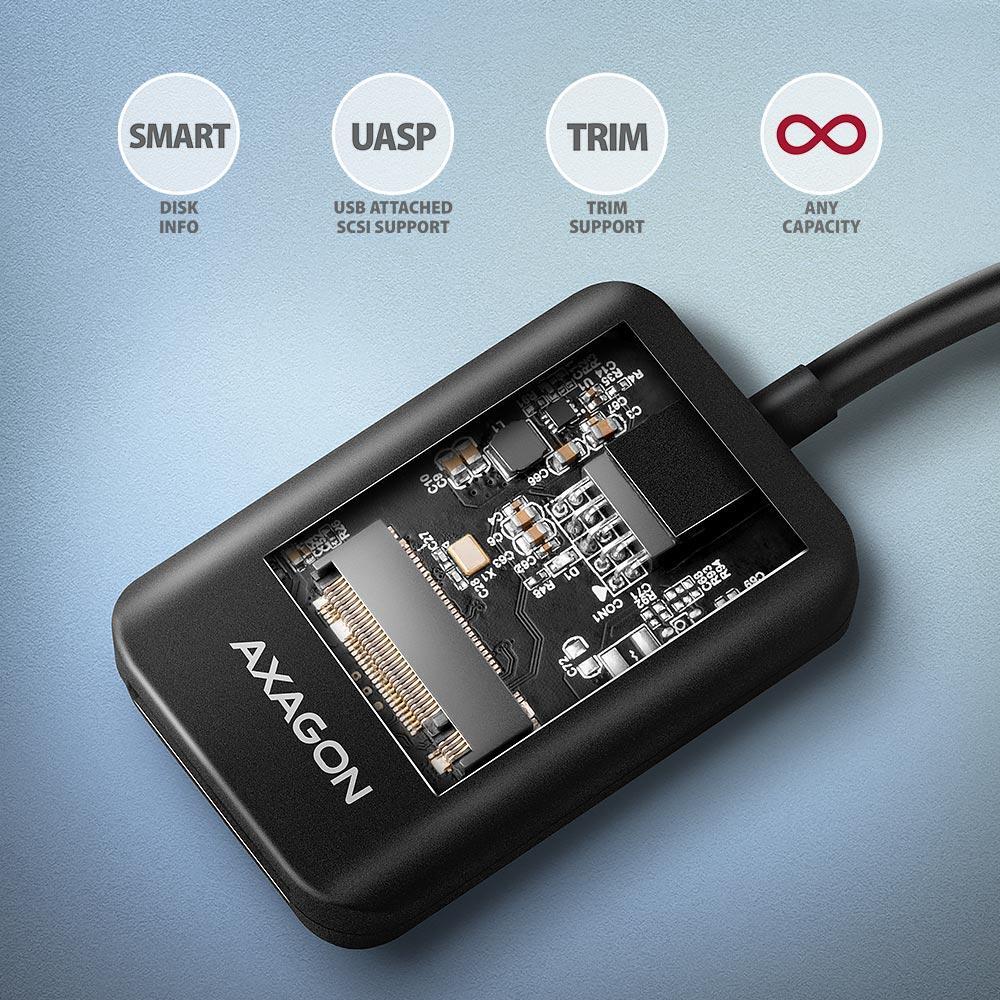 AXAGON - Adaptador AXAGON ADM2-AM USB-A 3.2 Gen2 - 1x NVMe/SATA SDD