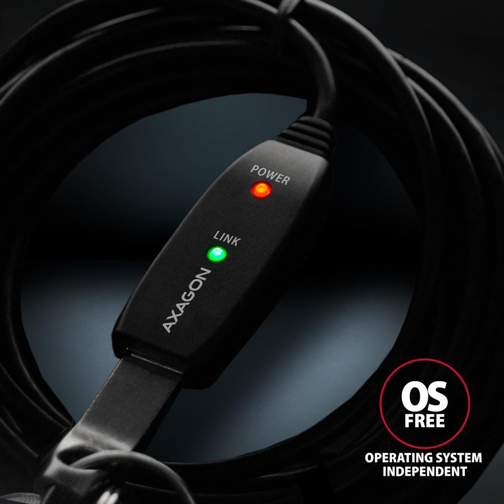 AXAGON - Cabo Extensão AXAGON ADR-207 Activo USB, USB 2.0, USB-A para USB-A - 7.5m
