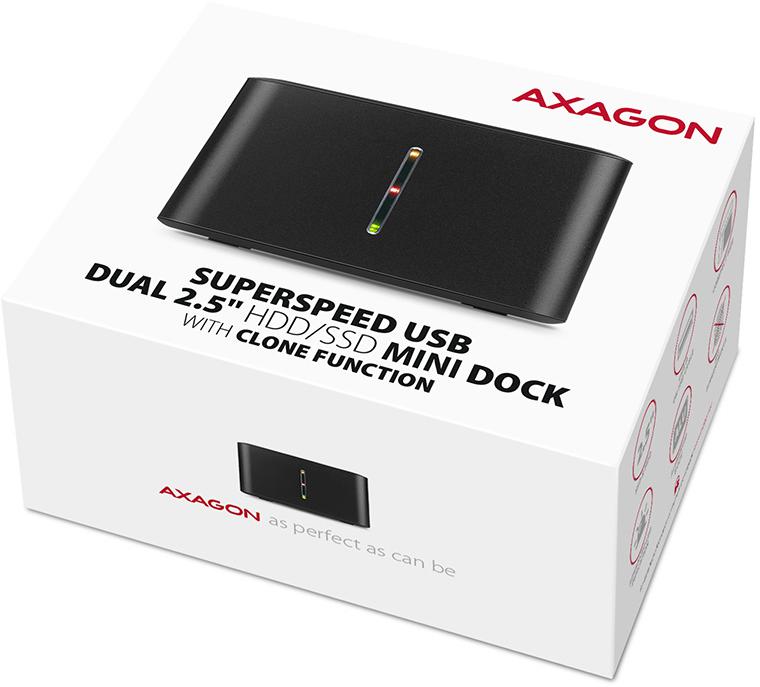 AXAGON - Mini Dual Dock AXAGON ADSA-D25 USB 3.2 Gen 1 - 2x SATA 6G 2.5" SSD/HDD