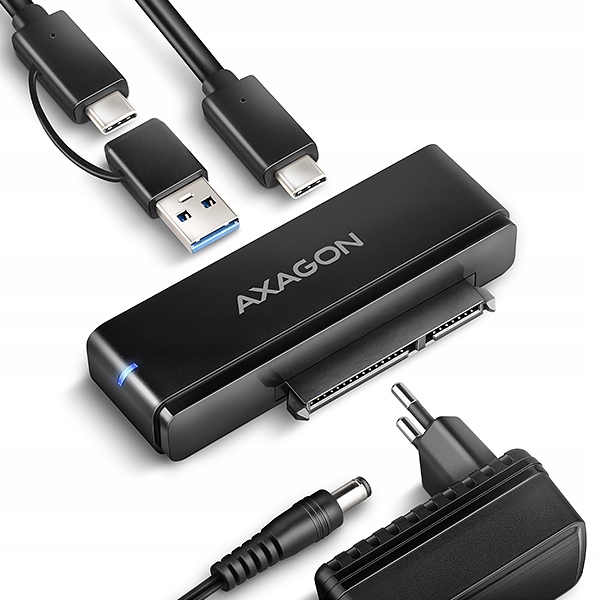 AXAGON - Adaptador AXAGON ADSA-FPX USB-C 3.2 Gen2 10G- SATA SSD/HDD FASTPortX - iclui carregador