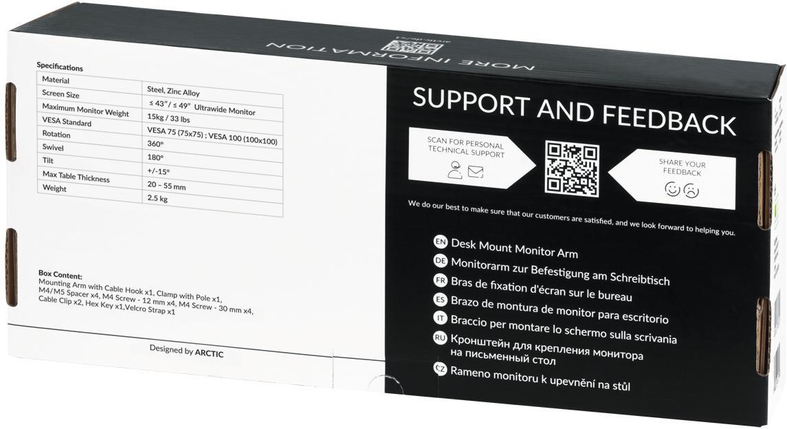  - Suporte de Mesa Arctic X1 com Braço - Max 10Kg