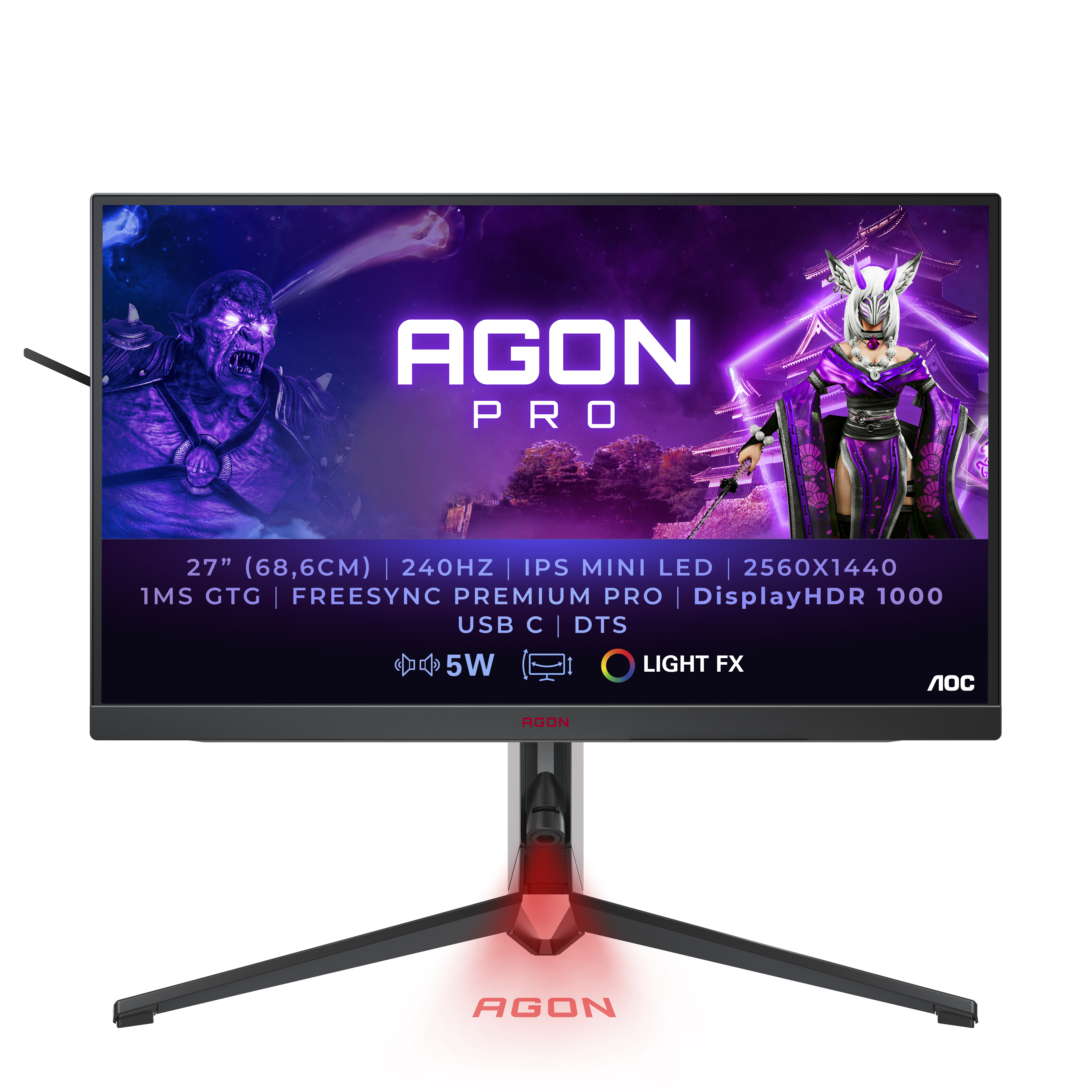 AOC - Monitor AOC AGON PRO 27" AG274QZM IPS QHD 240Hz 1ms Adaptive Sync