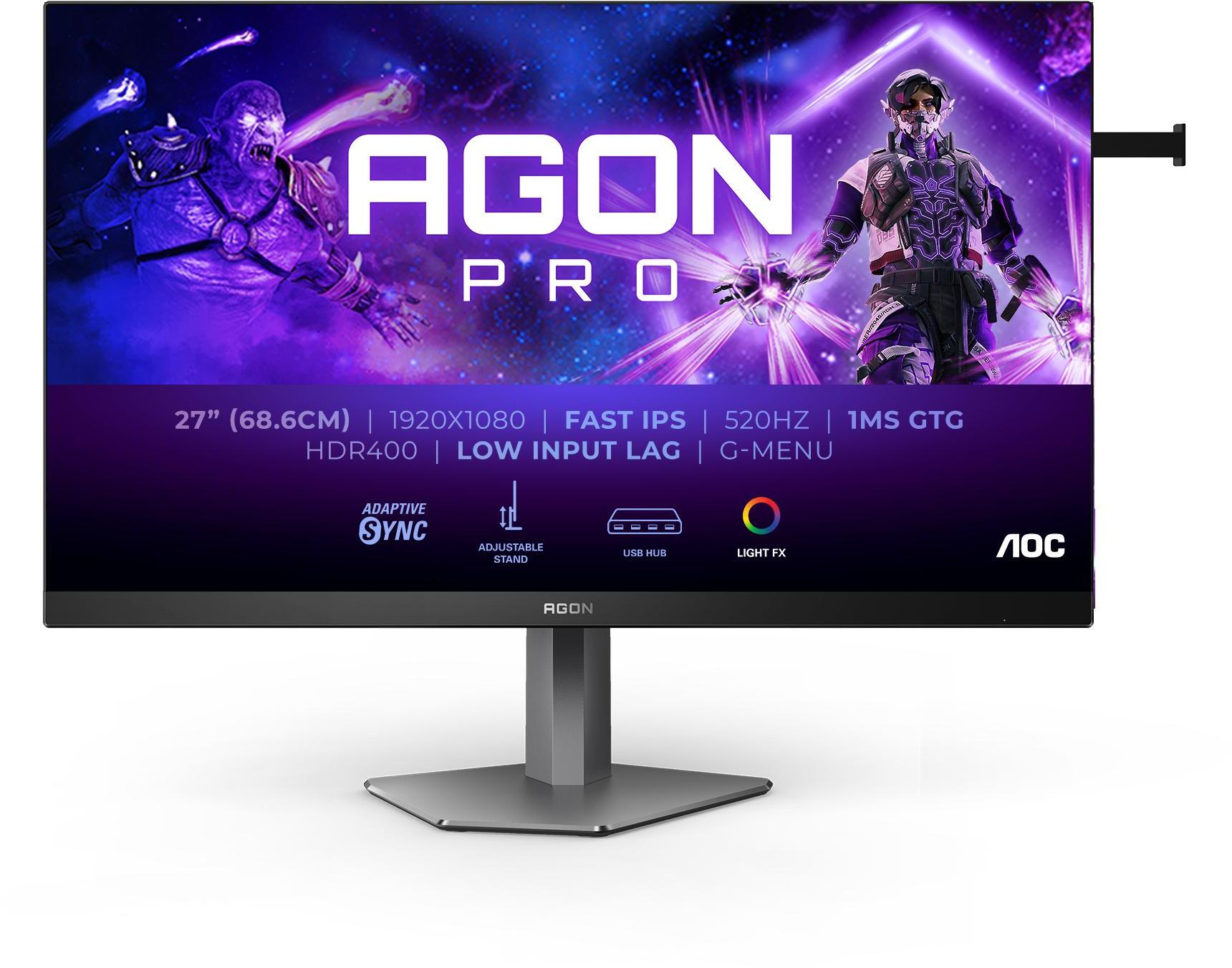 AOC - Monitor AGON by AOC PRO 27" AG276FK Fast IPS FHD 520Hz 0.5ms Adaptive Sync HDR400