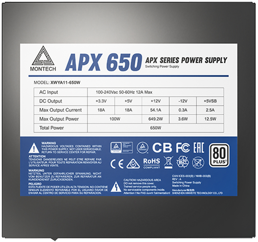 Montech - Fonte Montech APX650 650W 80 PLUS