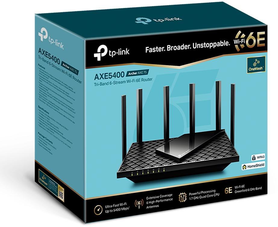 TP-Link - Router TP-Link Archer AXE75 AX5400 Tri-Band Wi-Fi 6E Router