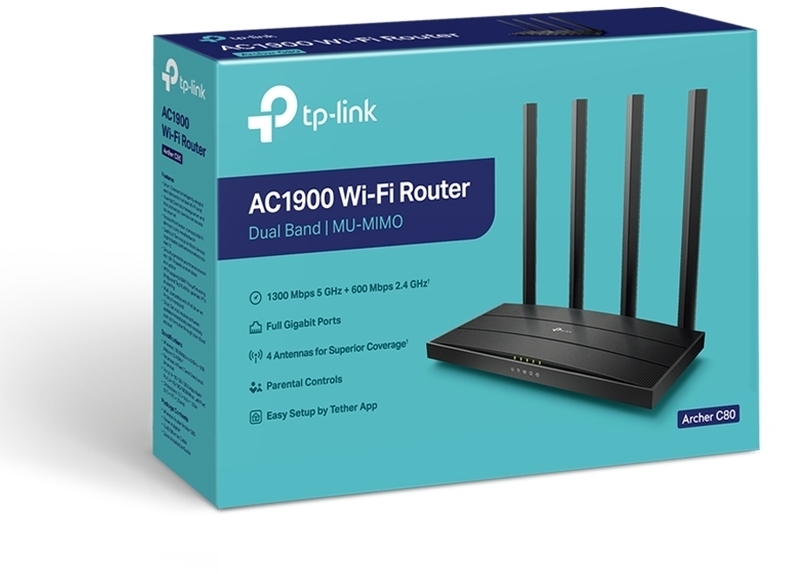 TP-Link - Router TP-Link Archer C80 Gigabit AC1900 Wi-Fi Dual Band 4 Antenas