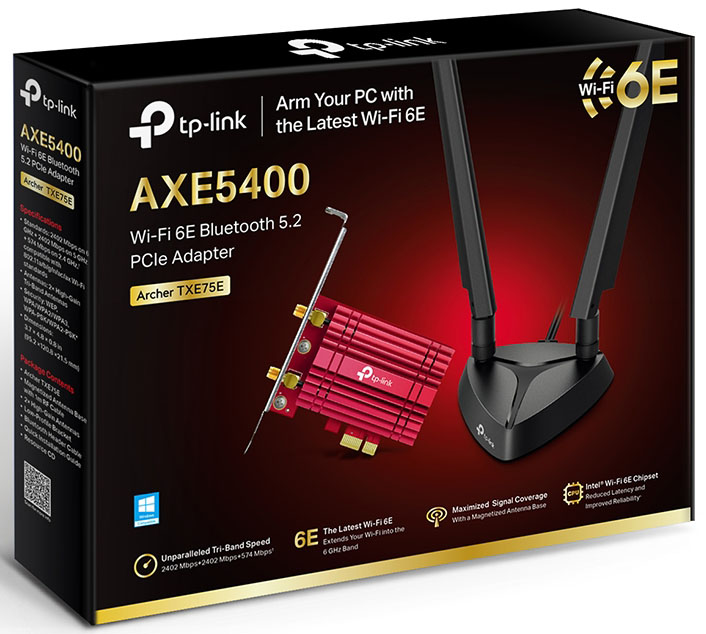 TP-Link - Placa de Rede TP-Link PCI Express Archer TXE75E AXE5400 Wi-Fi 6E & Bluetooth 5.2