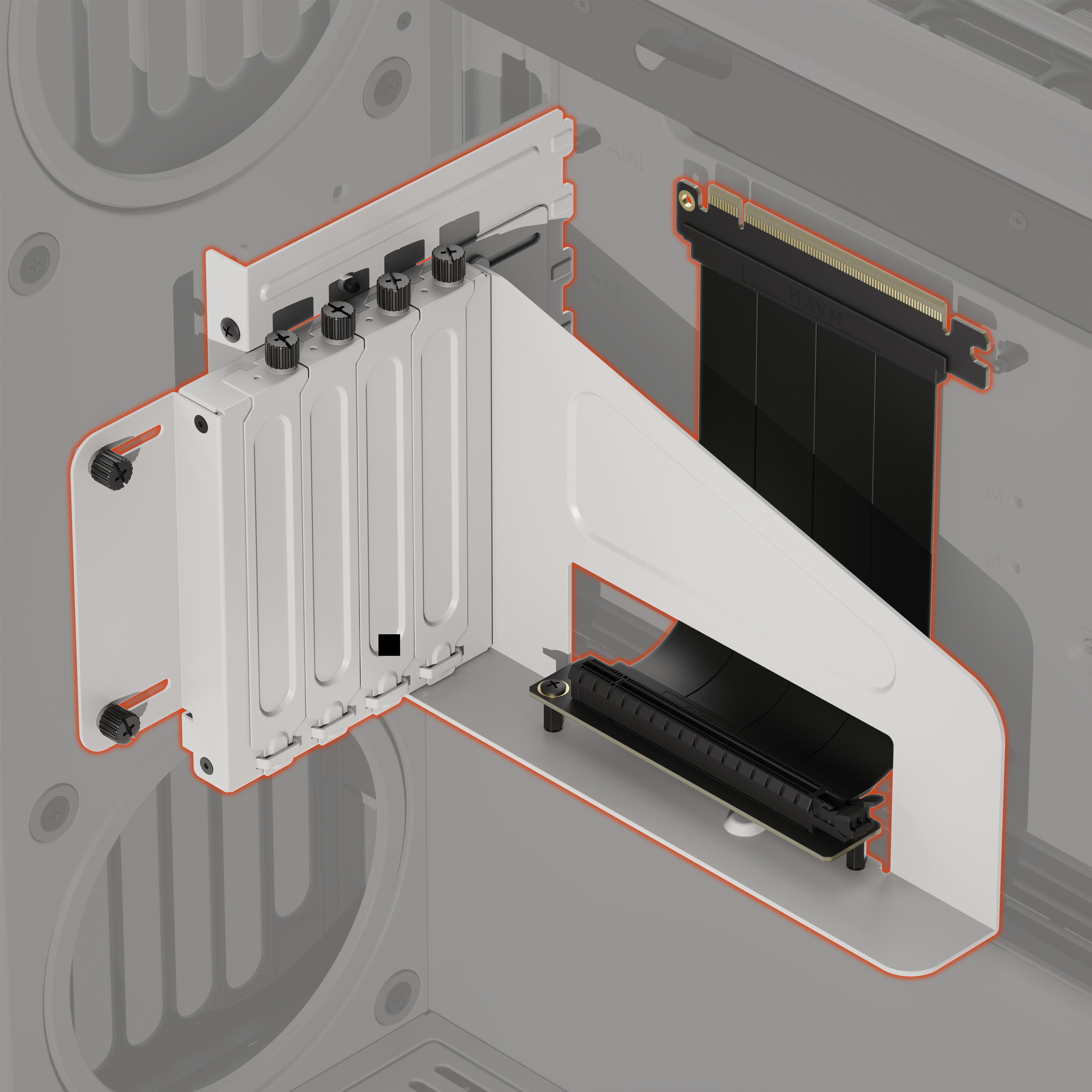 HAVN - Suporte Vertical GPU com Riser - HAVN HS 420 Branco