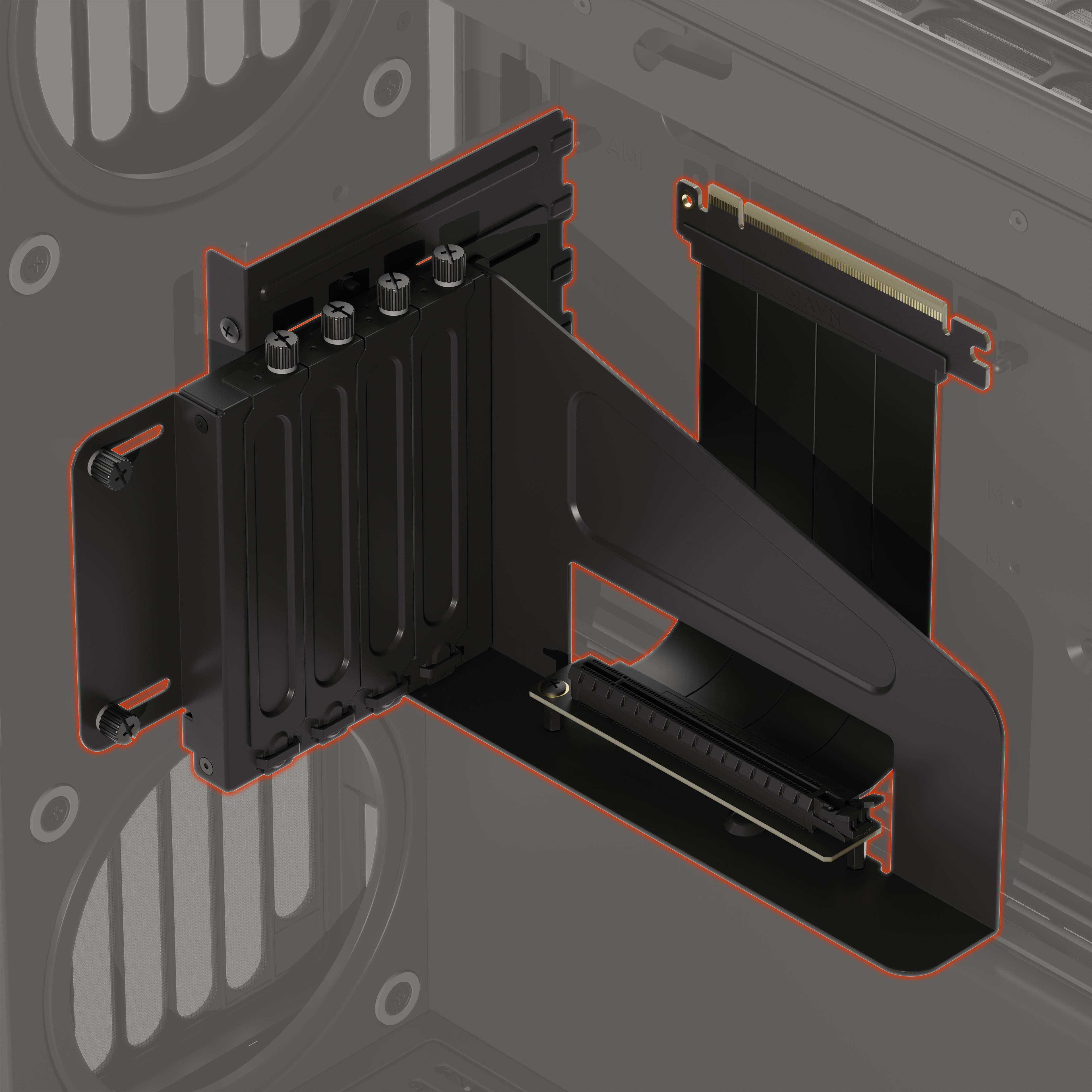 HAVN - Suporte Vertical GPU com Riser - HAVN HS 420 Preto