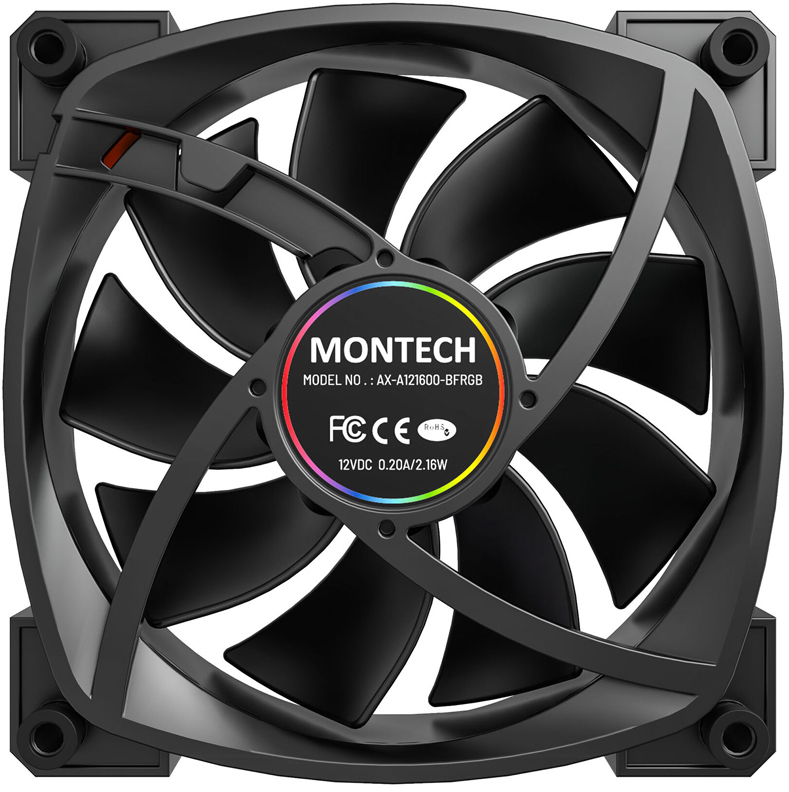 Montech - Ventoinha Montech AX120 PWM ARGB PWM 120mm Preto (Pack 3)