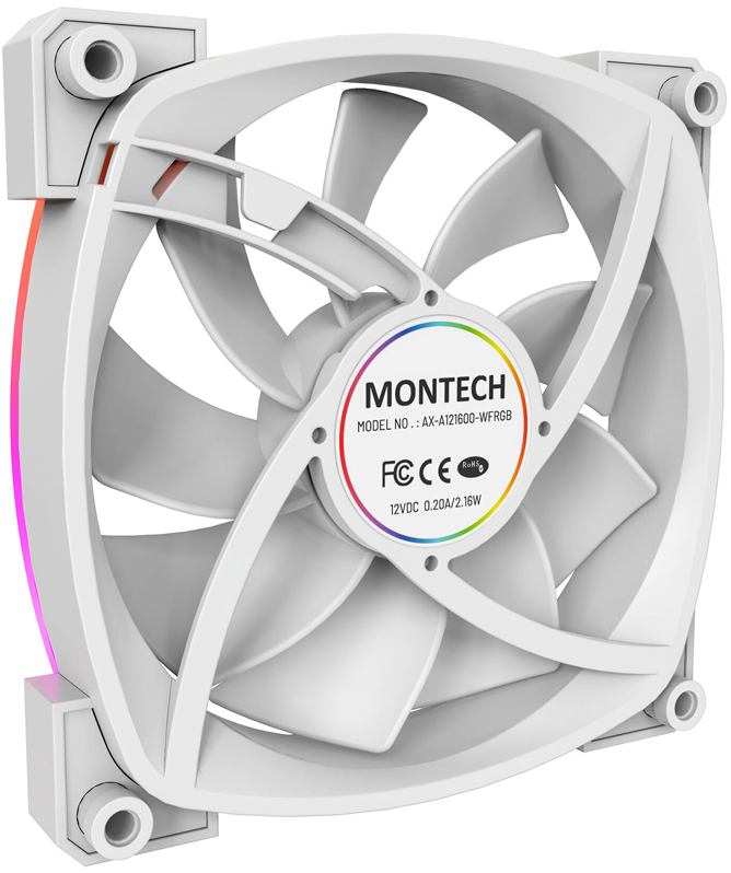 Montech - Ventoinha Montech AX120 PWM ARGB PWM 120mm Branco (Pack 3)