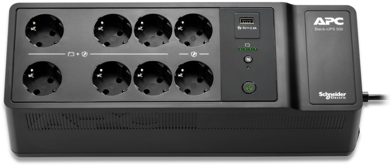APC - UPS APC Back-UPS 500VA 8 Schuko Outlets - BE500G2-GR