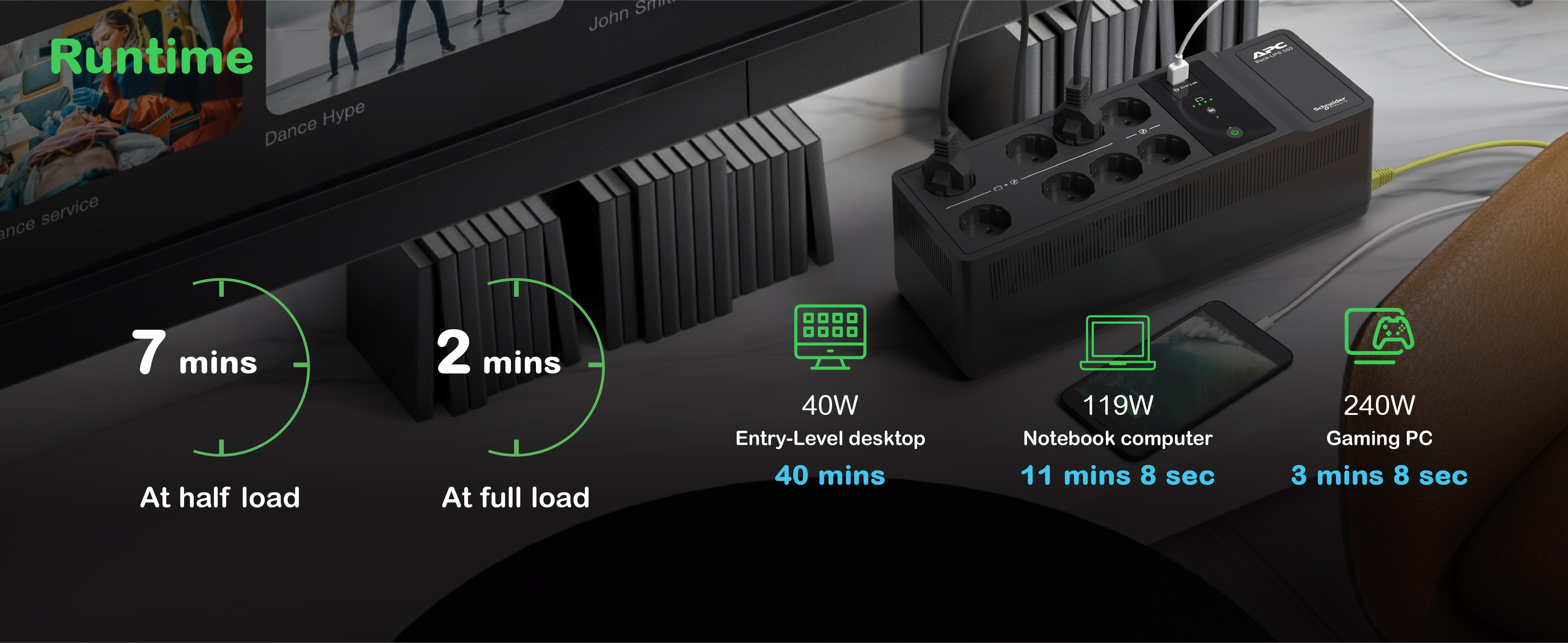 APC - UPS APC Back-UPS 500VA 8 Schuko Outlets - BE500G2-GR