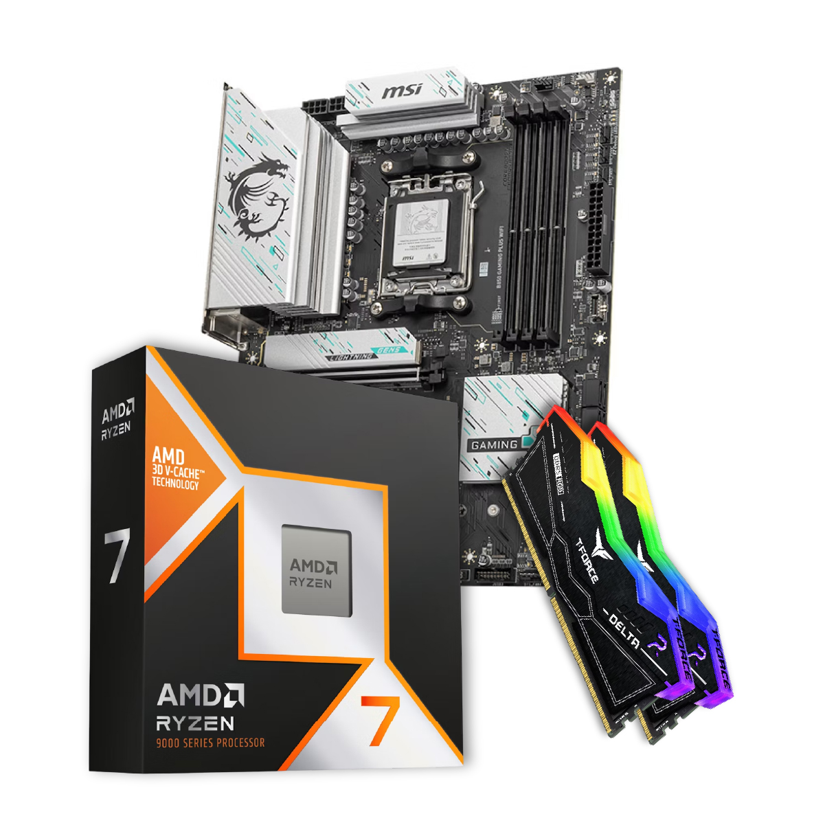  - Bundle CPU Ryzen 7 9800X3D + Motherboard MSI B850 GAMING PLUS + Team Group Kit 32GB (2 x 16GB) DDR5 6000MHz