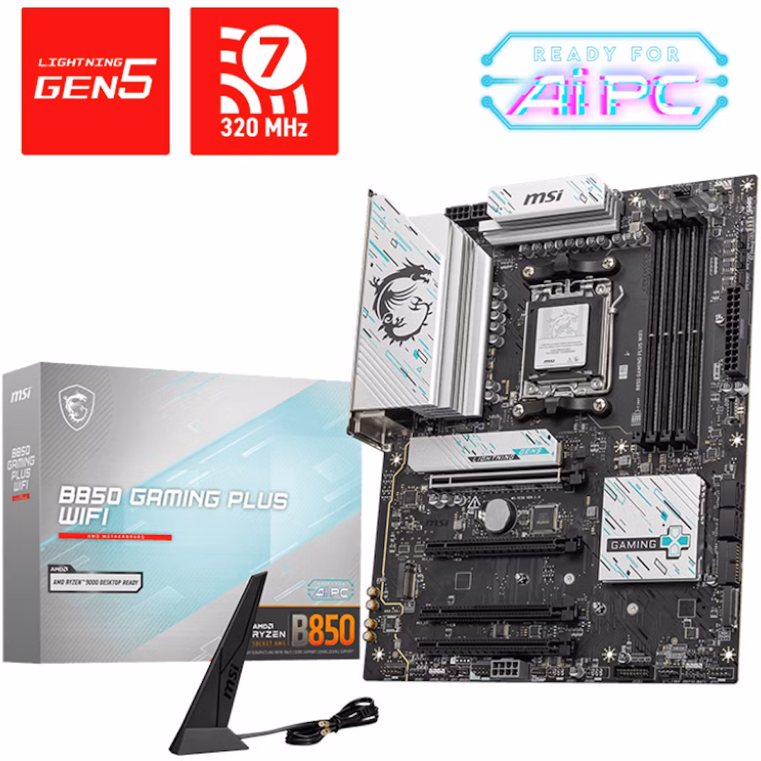  - Bundle CPU Ryzen 7 9800X3D + Motherboard MSI B850 GAMING PLUS + Team Group Kit 32GB (2 x 16GB) DDR5 6000MHz