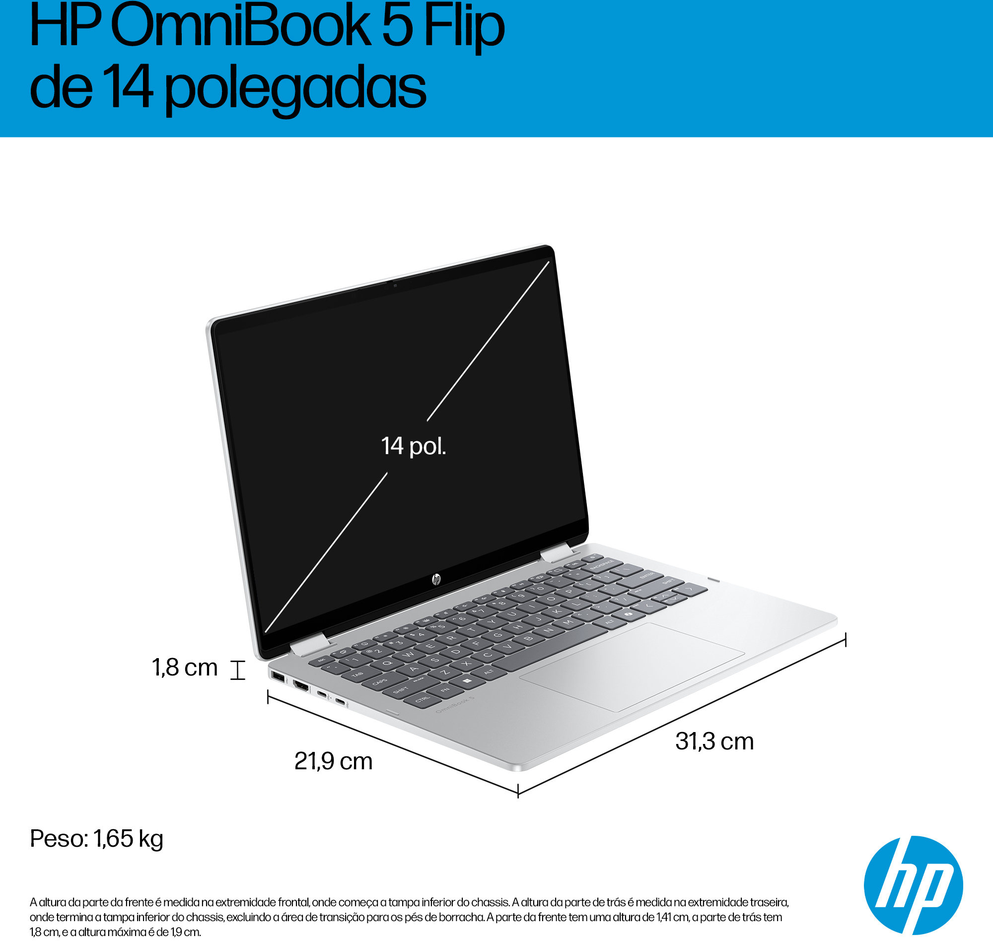 HP - Portátil HP OmniBook 5 Flip 14-fp0000np 14" i7 150U 16GB DDR5 1TB Intel Graphics 2K Win11
