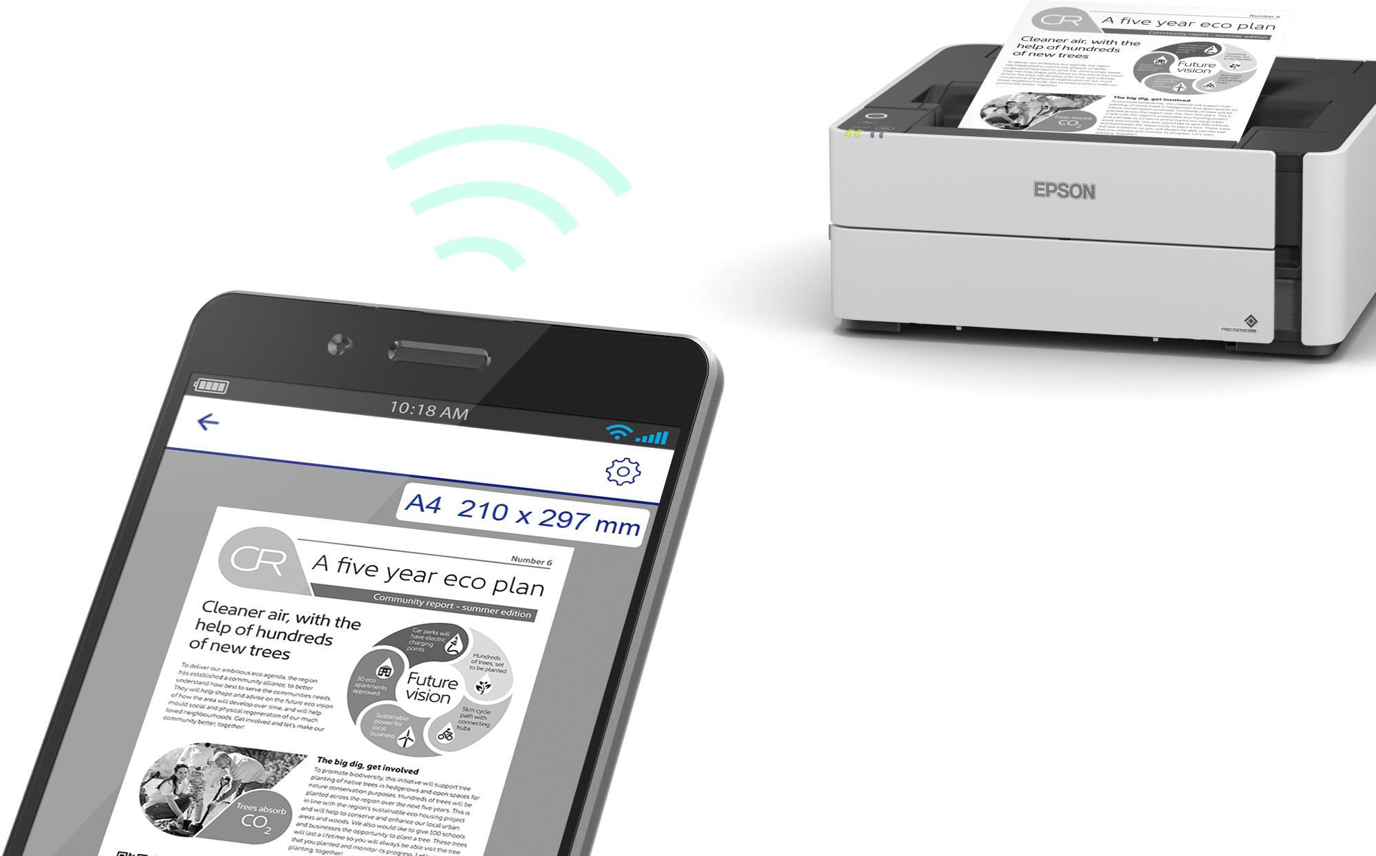 Epson - Impressora Epson EcoTank ET-M1180 Wi-Fi Monocromática