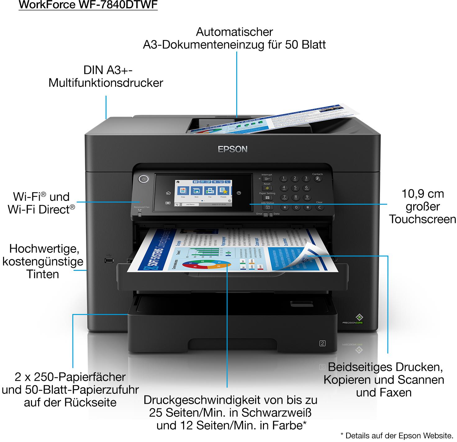 Epson - Multifunções Epson WorkForce Pro WF-7840 A3 Wi-Fi