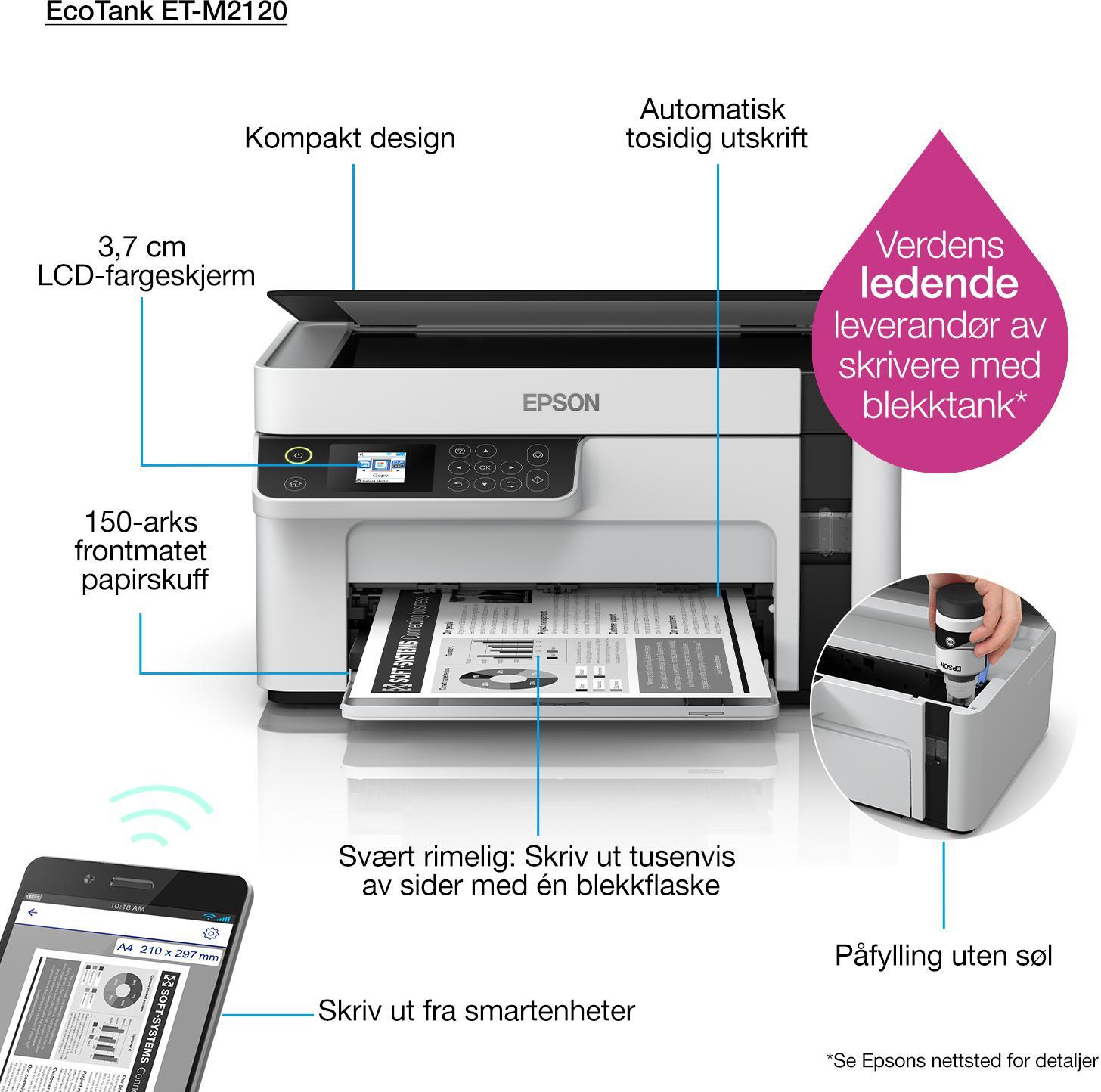 Epson - Multifunções Epson EcoTank ET-M2120 Monocromática Wi-Fi