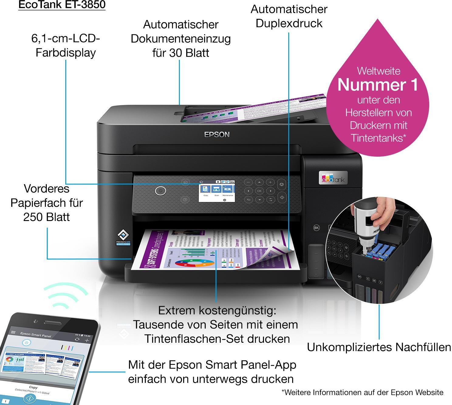 Epson - Multifunções Epson EcoTank ET-3850 Wi-Fi