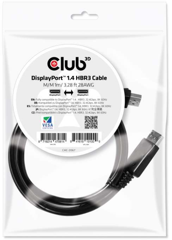 Cabo Club3D DisplayPort 1.4 HBR3 8K60Hz 2 Metros