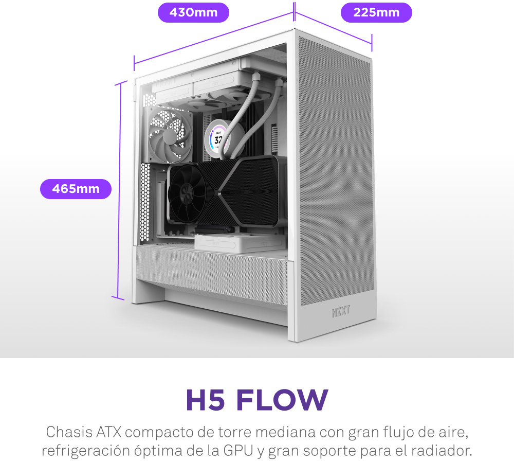 Caixa ATX NZXT H5 Flow Compact Branca