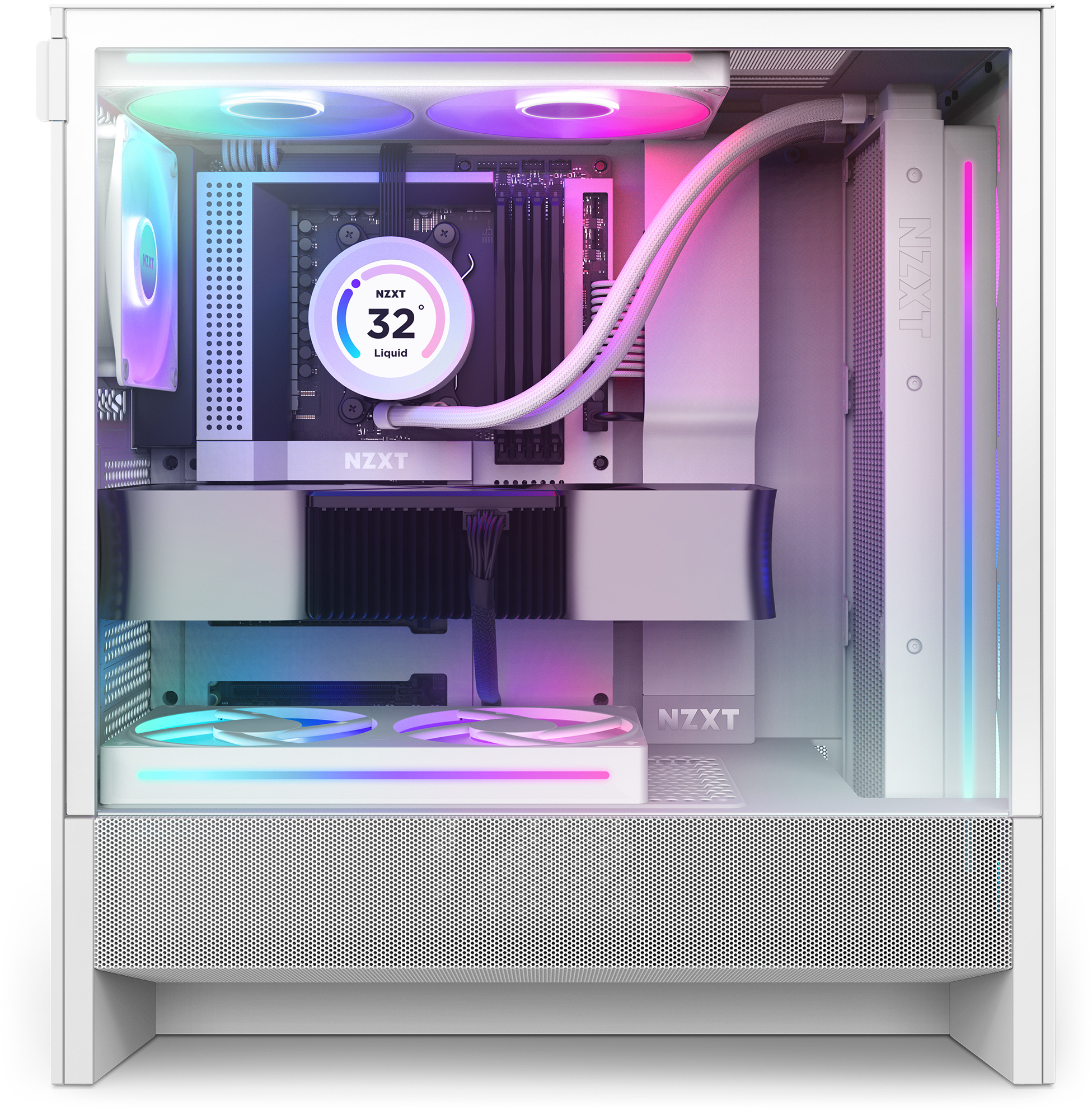 NZXT - Caixa ATX NZXT H5 Flow RGB Compact Branca