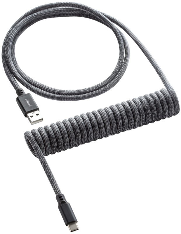 Cabo Coiled CableMod Classic para Teclado USB A - USB Type C, 150cm - Carbon Grey