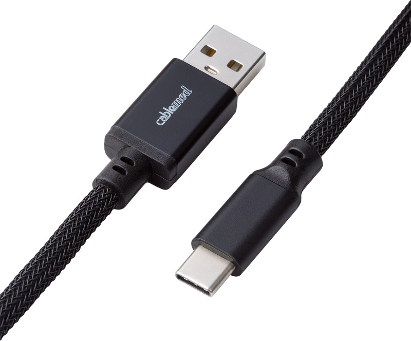 CableMod - Cabo Coiled CableMod Classic para Teclado USB A - USB Type C, 150cm - Midnight Black