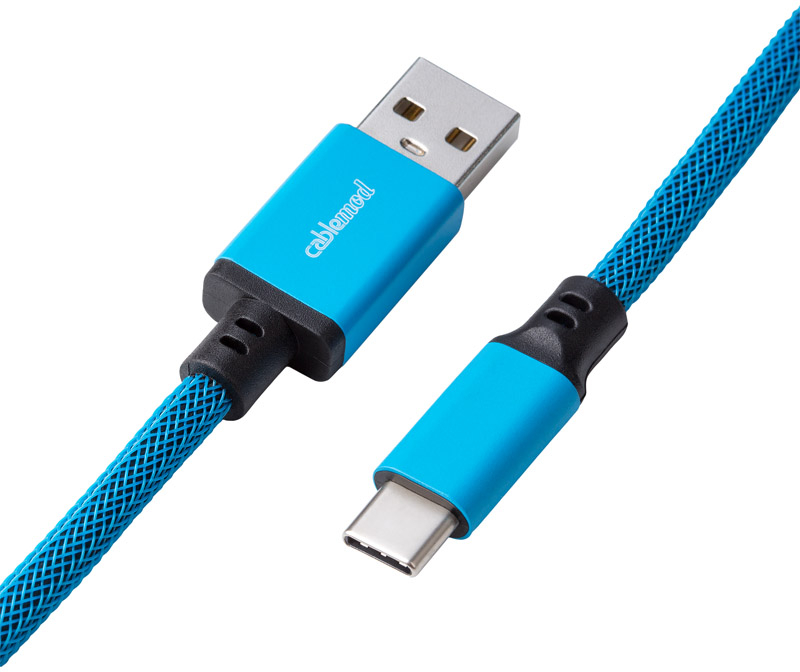 CableMod - Cabo Coiled CableMod Pro para Teclado USB A - USB Type C, 150cm - Spectrum Blue