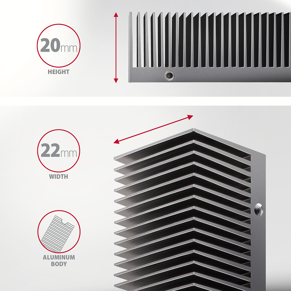 AXAGON - Dissipador de calor AXAGON CLR-M2XT passivo - M.2 SSD, 80mm SSD, ALU body, height 24mm