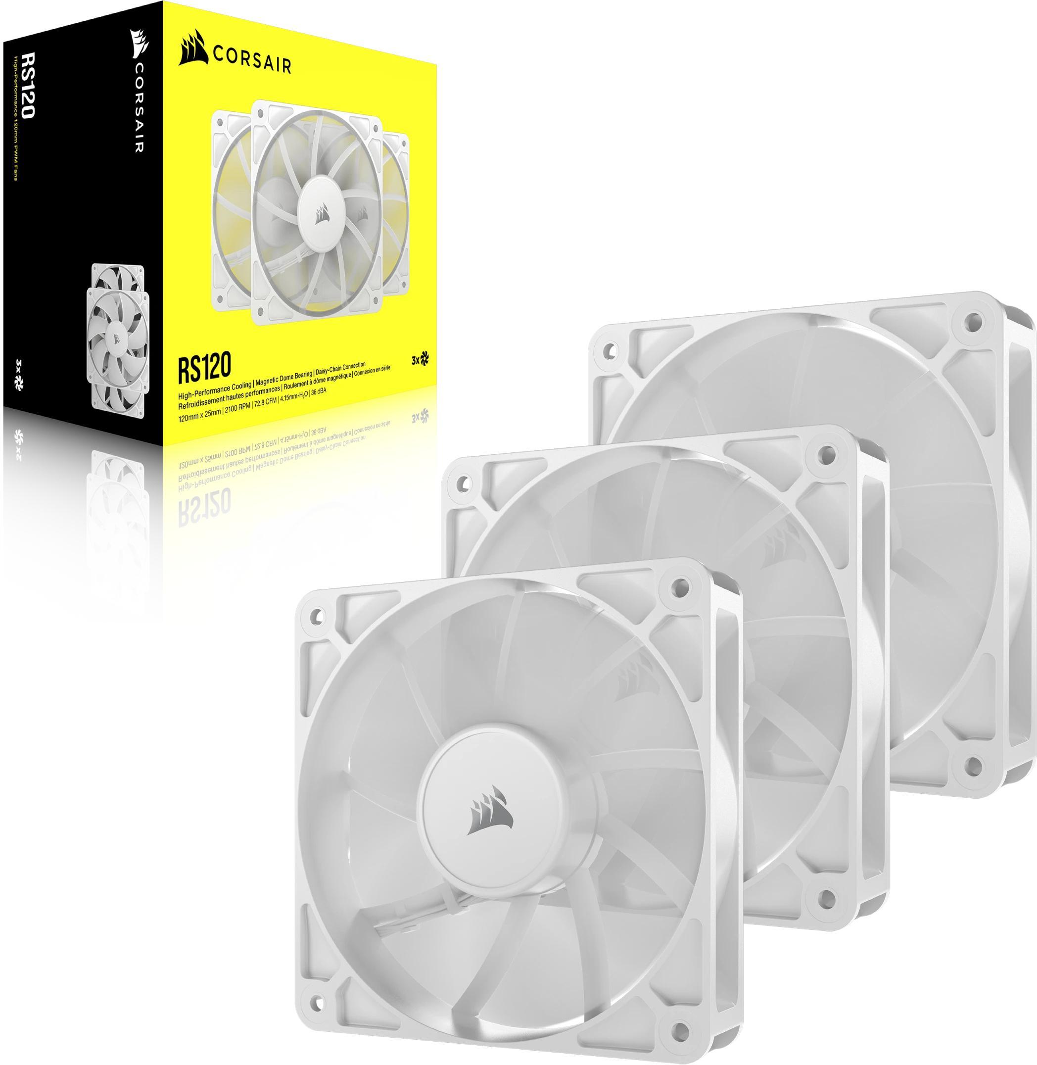 Corsair - Ventoinha Corsair RS120 PWM Branca 120mm (Pack 3)