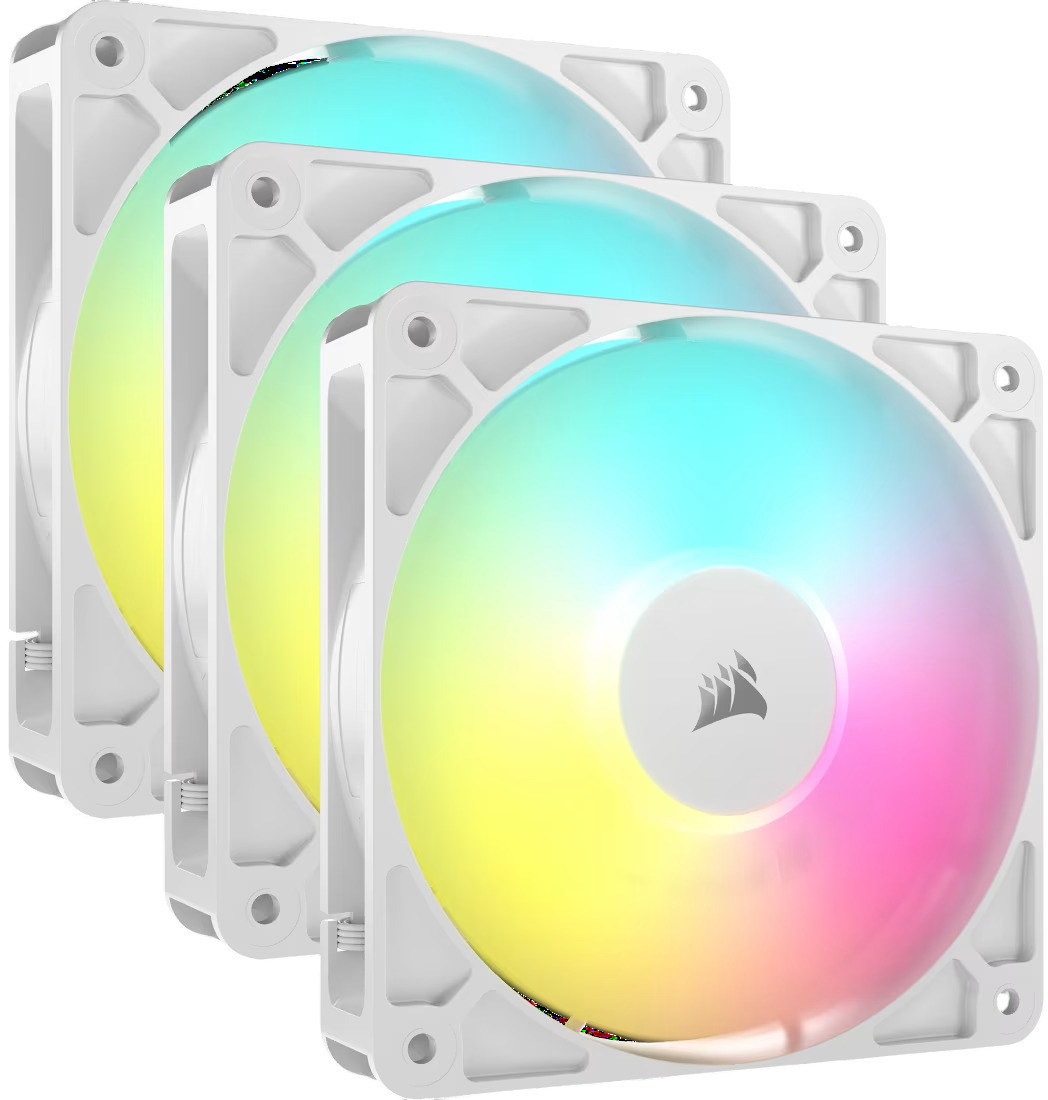 Corsair - Ventoinha Corsair RS120-R ARGB Reverse PWM Branca 120mm (Pack 3)