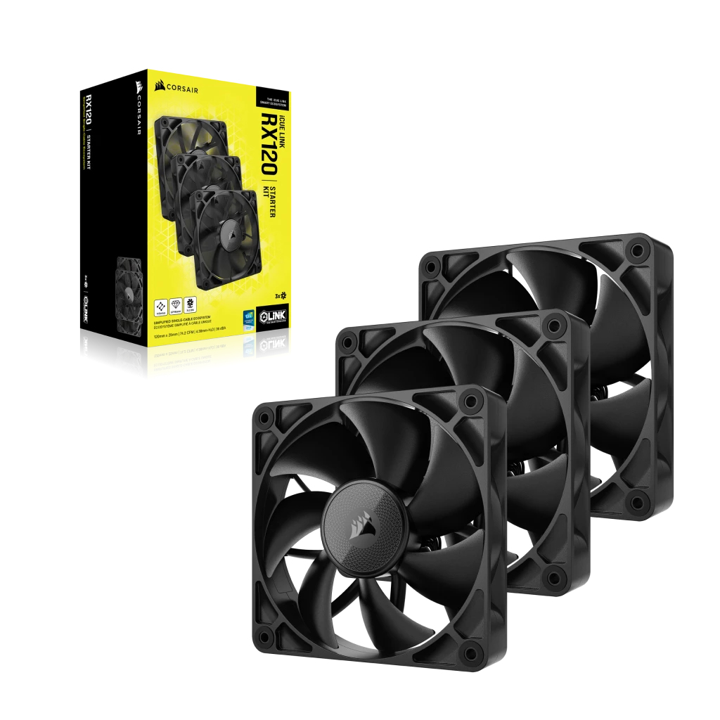 Corsair - Ventoinha Corsair iCUE Link RX120 PWM Preta 120mm (Pack 3)