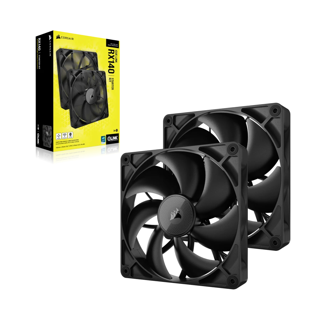 Corsair - Ventoinha Corsair iCUE Link RX140 PWM Preta 140mm (Pack 2)